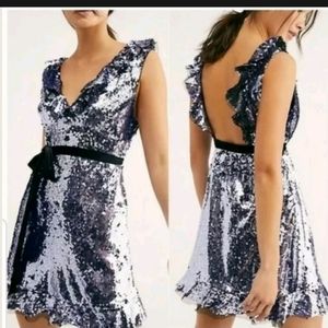 NWT!! Free People Black Sequin Siren Mini Size 10
